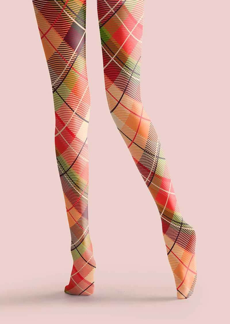 Candy Colors Check Plaid Tights Hosiery Pantyhose