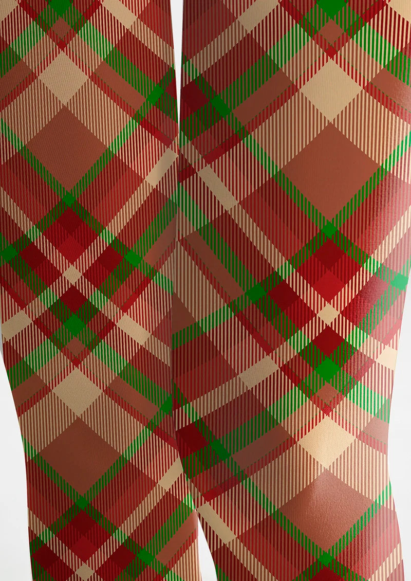 Christmas red-green stripes Checked Tights Hosiery Pantyhose