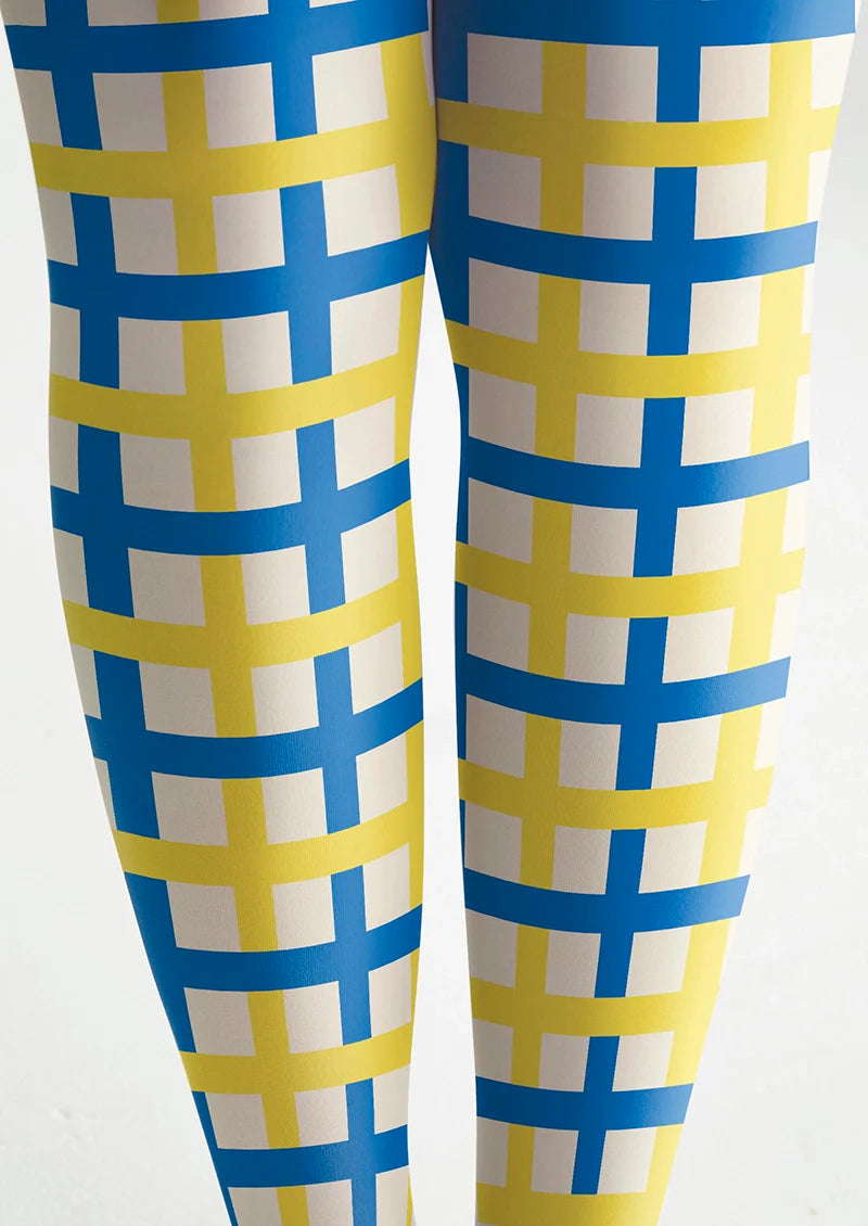Yellow-blue checkered Tights Hosiery Pantyhose