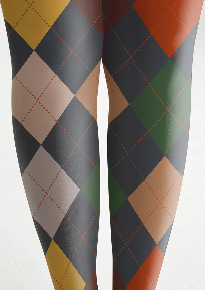 Gray-toned Plaid Tights Hosiery Pantyhose