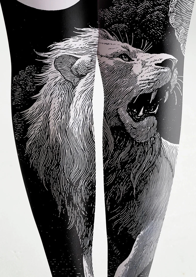 Lion Line engraving Tights Hosiery Pantyhose