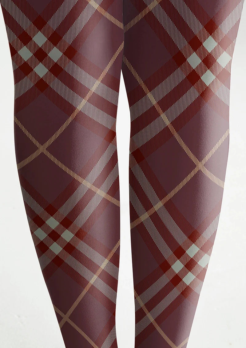 Dark Purple Maillard Check Tights Hosiery Pantyhose