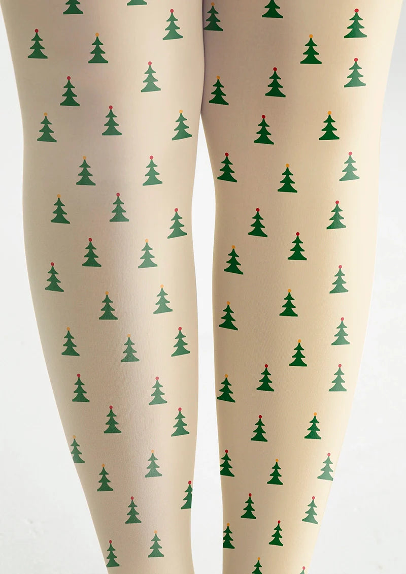 Little Christmas Tree Polka Dots Tights Hosiery Pantyhose