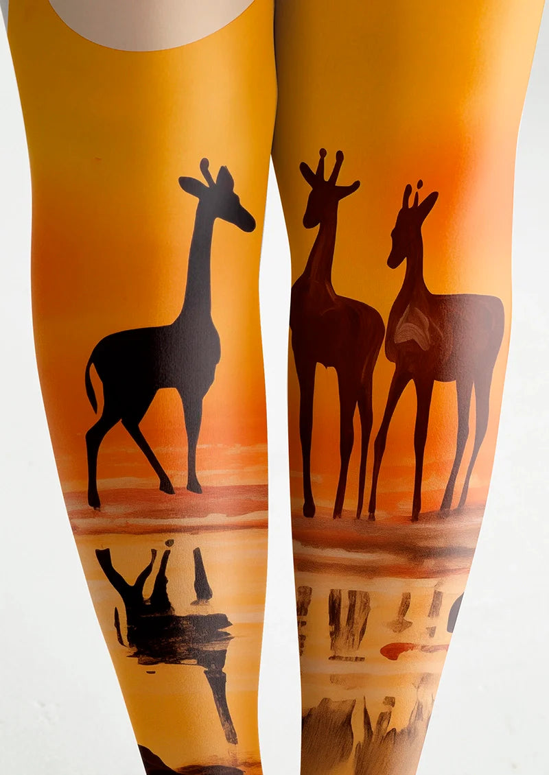 Giraffes at Sunset Tights Hosiery Pantyhose