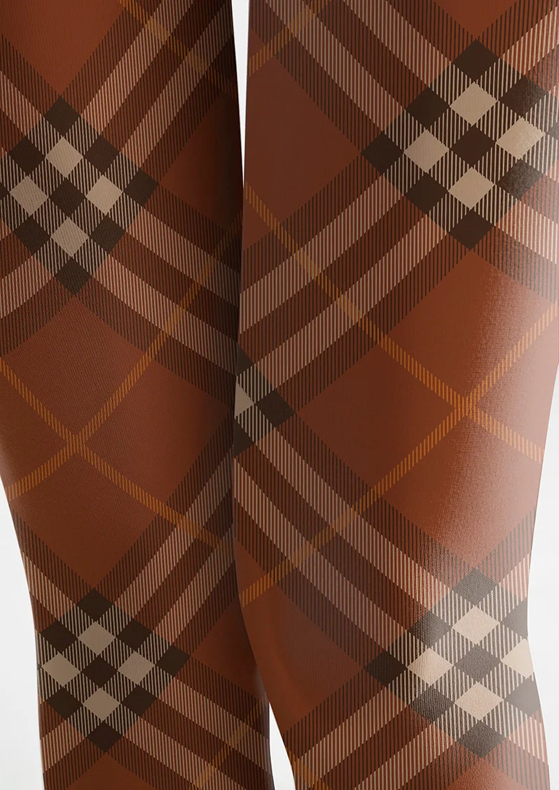 Cappuccion brown Maillard  Check Tights Hosiery Pantyhose