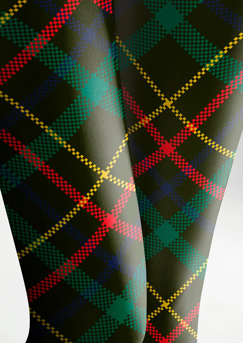 Christmas Dark green stripes Checked Tights Hosiery Pantyhose
