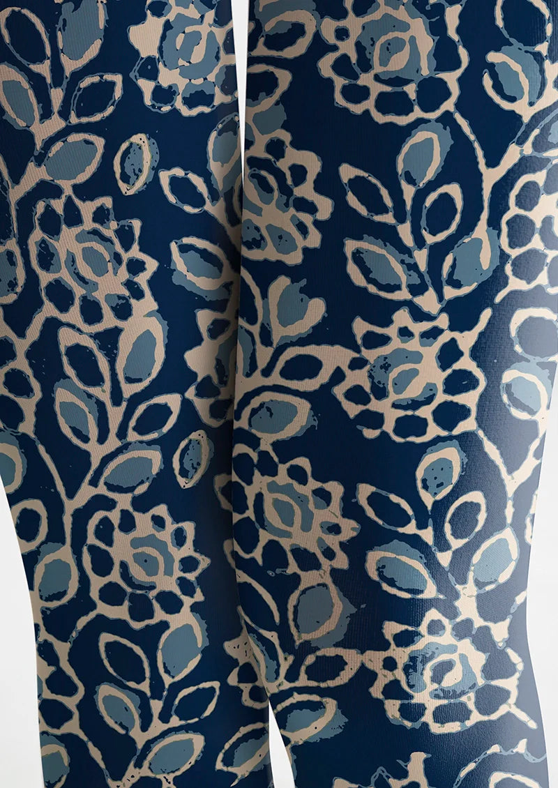 Porcelain Florals Tights Hosiery Pantyhose