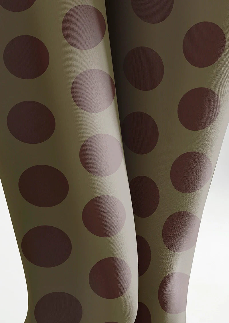 Olive Green-Summer Tan Morandi Polka Dots Tights Hosiery Pantyhose