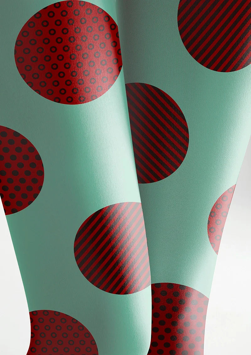 PopArt Print Tights color Pantyhose/Tights [Green & Red Polka Dots]