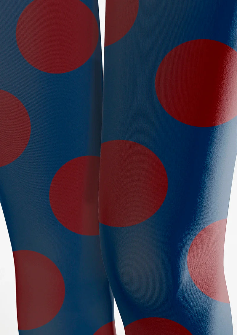 Navy blue-deep red Morandi  polka dots Memory Tights Hosiery Pantyhose