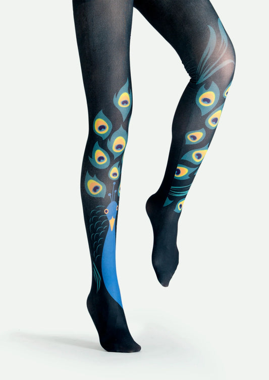 Fun Art Print Tights Versatile Pantyhose/Tights [Peacock]