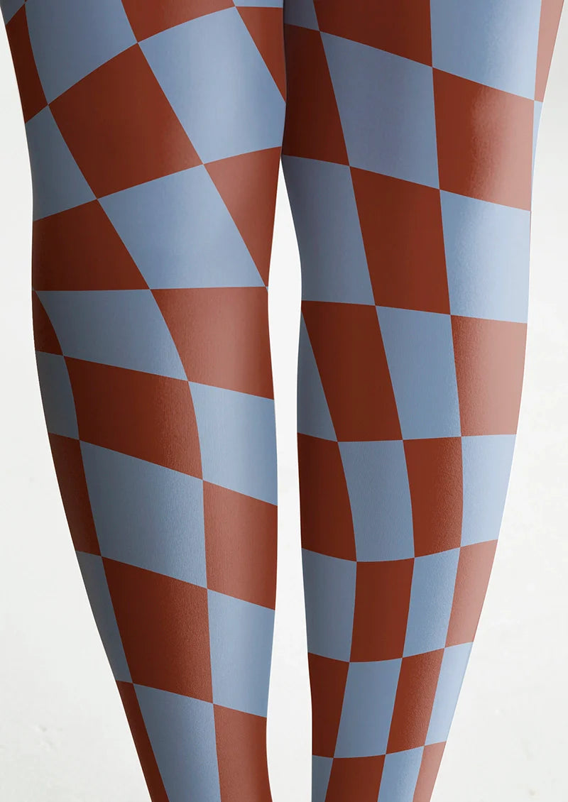 Purple-brown Checked Tights Hosiery Pantyhose