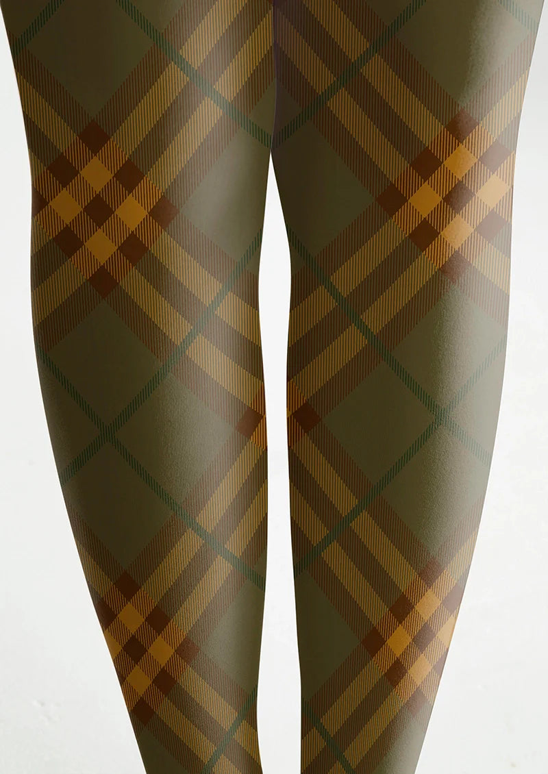 Olive green Maillard Check Tights Hosiery Pantyhose