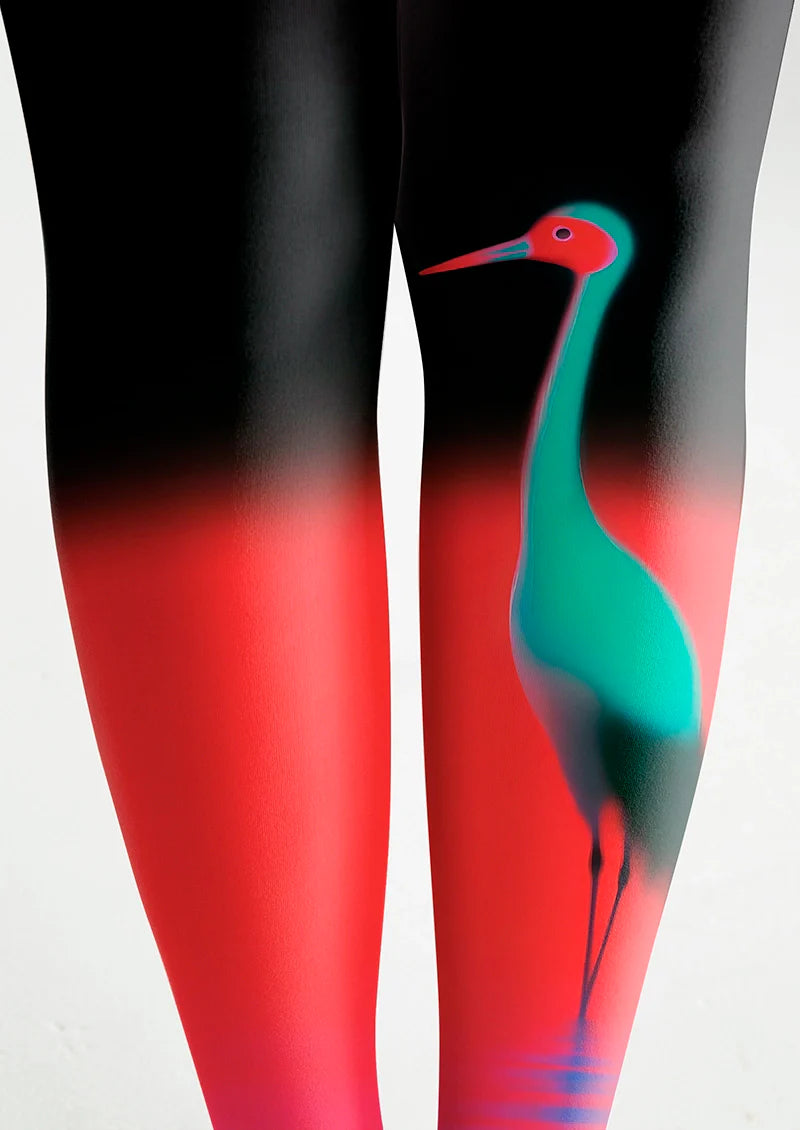 Iridescent Crane Trails Tights Hosiery Pantyhose