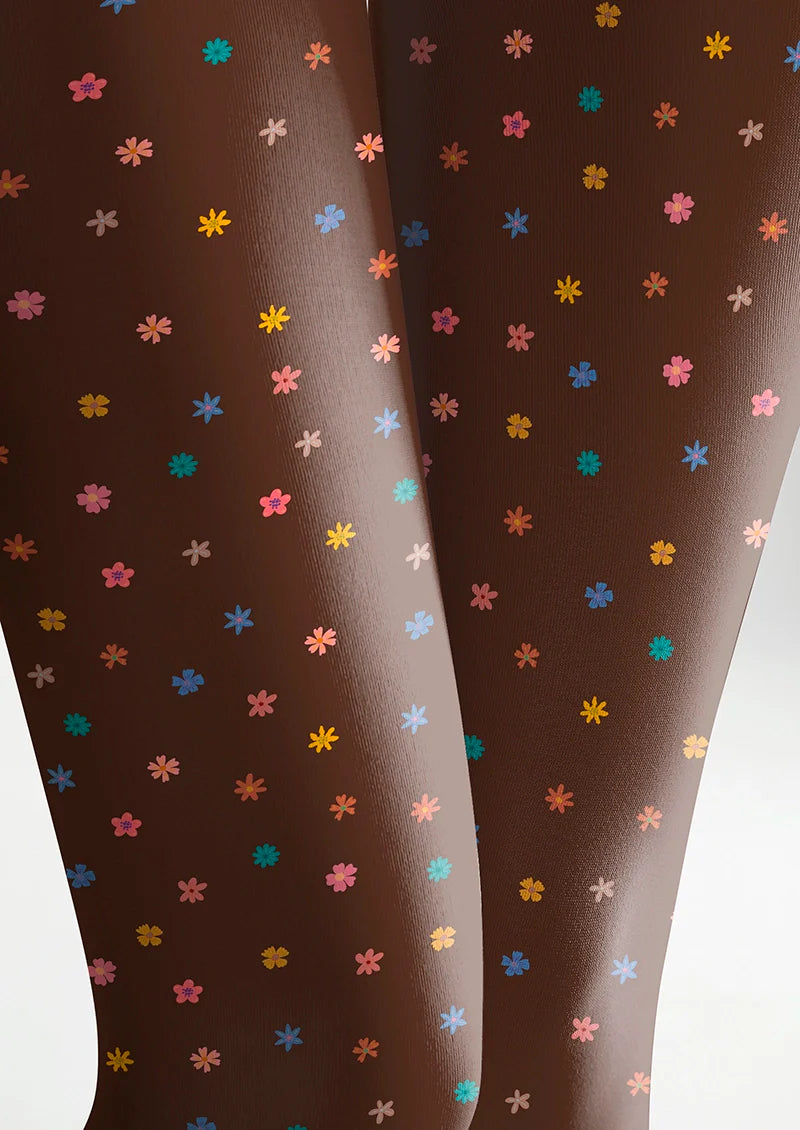 Brownish Dainty florals Tights Hosiery Pantyhose