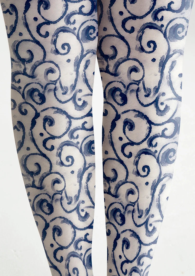 Cyan flower Tights Hosiery Pantyhose