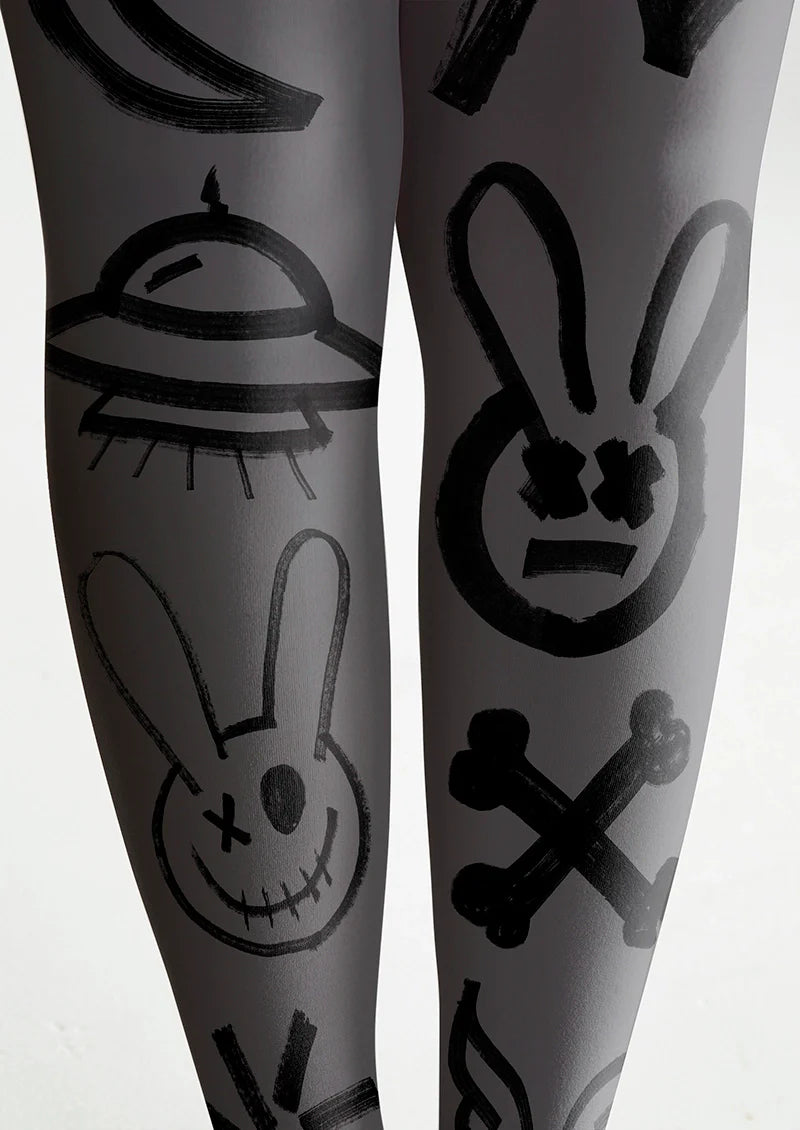 Graffiti Rabbit Tights Hosiery Pantyhose