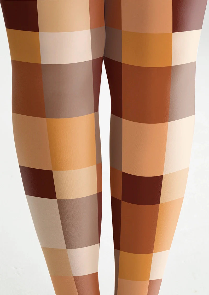 Caramel Checked Tights Hosiery Pantyhose