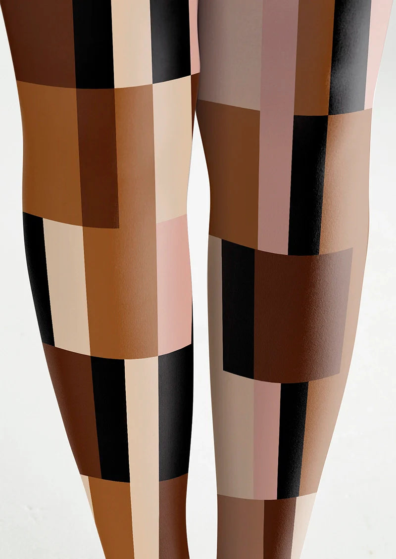Brown Geometry Set Tights Hosiery Pantyhose