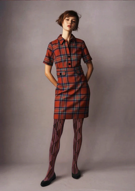 Burgundy check Tights Hosiery Pantyhose