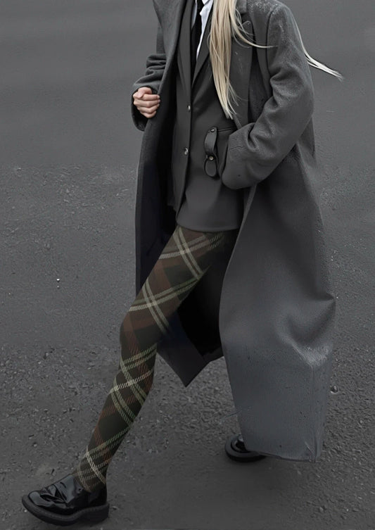 Black-gray Check Tights Hosiery Pantyhose