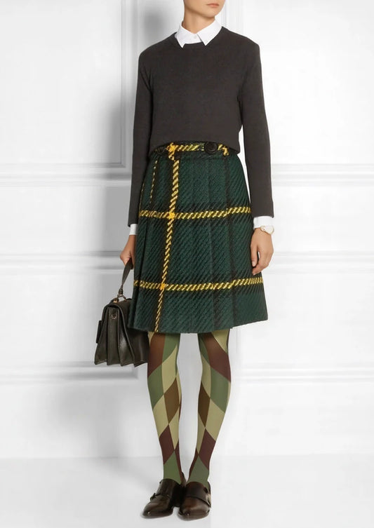 Avocado Diamond Pattern Tights Hosiery Pantyhose