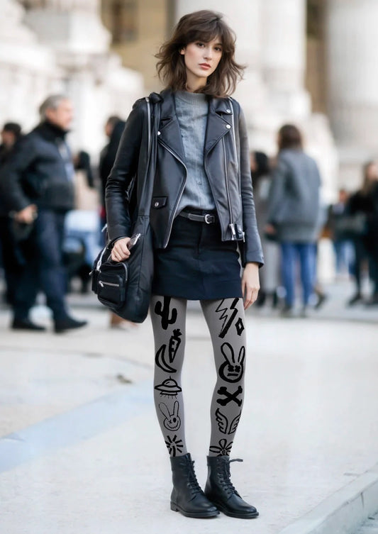 Graffiti Rabbit Tights Hosiery Pantyhose
