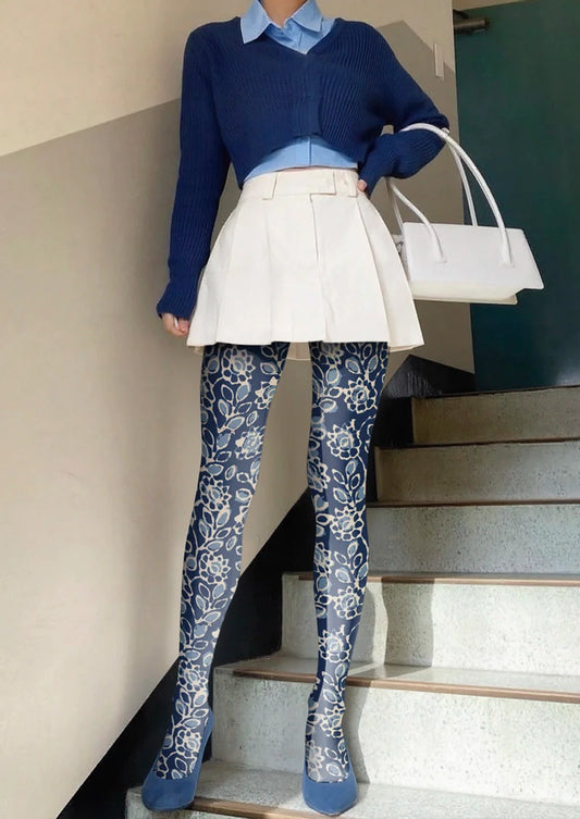 Porcelain Florals Tights Hosiery Pantyhose
