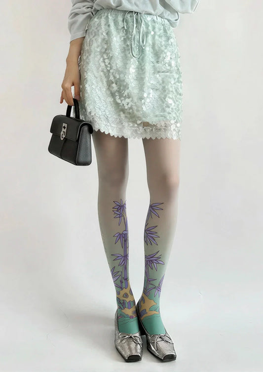 Purple Bamboo Tights Hosiery Pantyhose