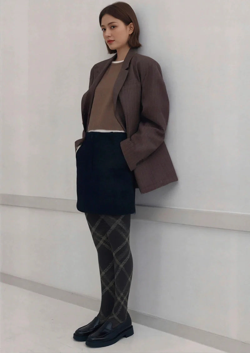 Darkness Check Plaid Tights Hosiery Pantyhose