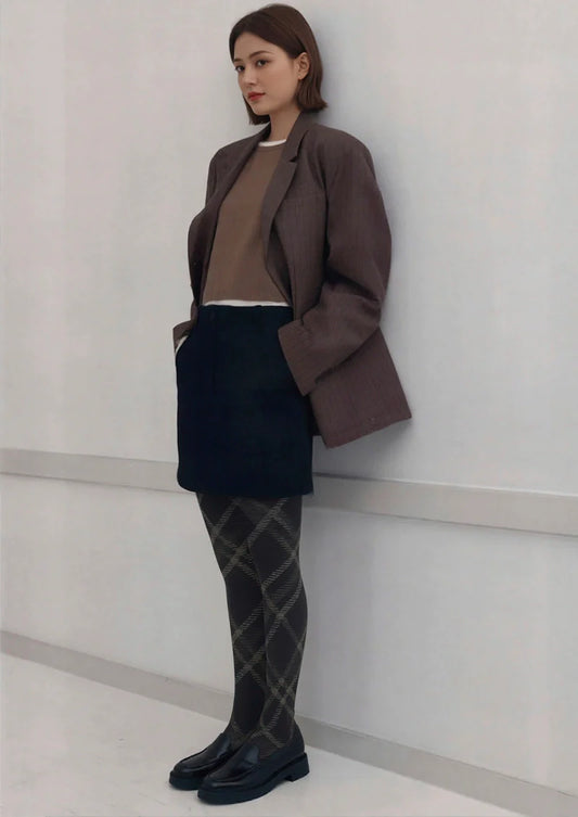 Darkness Check Plaid Tights Hosiery Pantyhose