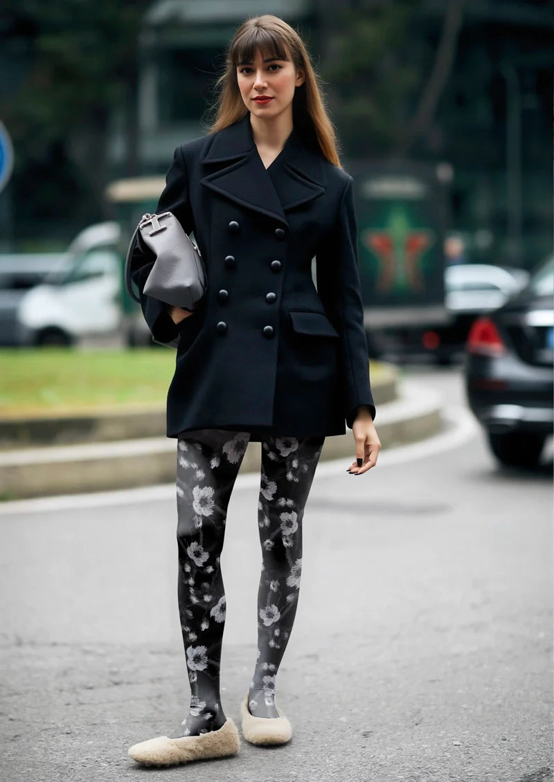 Night-Blooming Flower Tights Hosiery Pantyhose