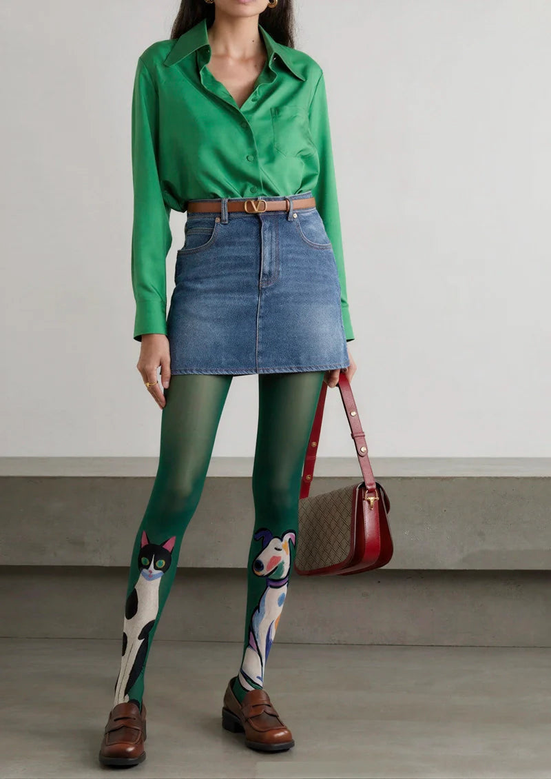 Cat & Dog Chromatic Gamut Tights Hosiery Pantyhose