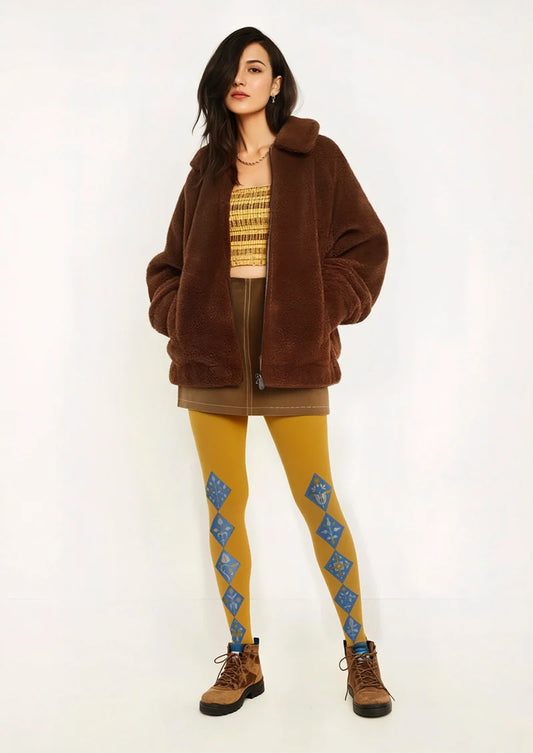 Floral Diamond Pattern Tights Hosiery Pantyhose
