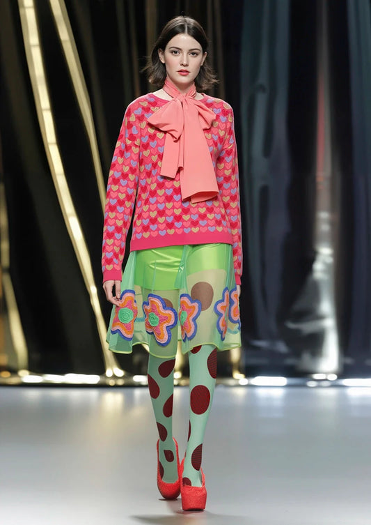 PopArt Print Tights color Pantyhose/Tights [Green & Red Polka Dots]