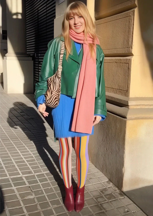 Rainbow Rhythm Striped Tights Hosiery Pantyhose