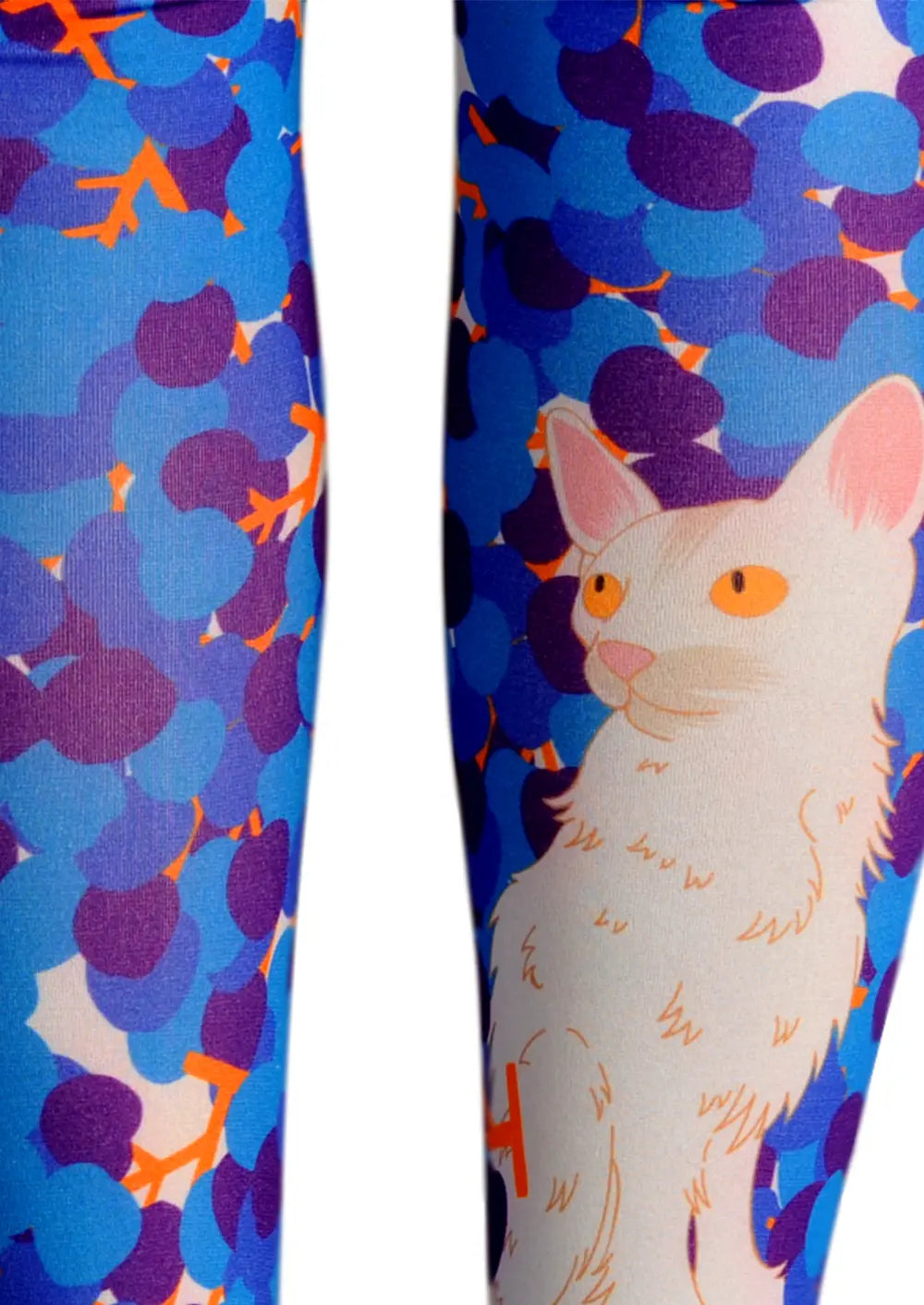 Fun art Print Tights Color Pantyhose/Tights [Cat in Purple vineyard]