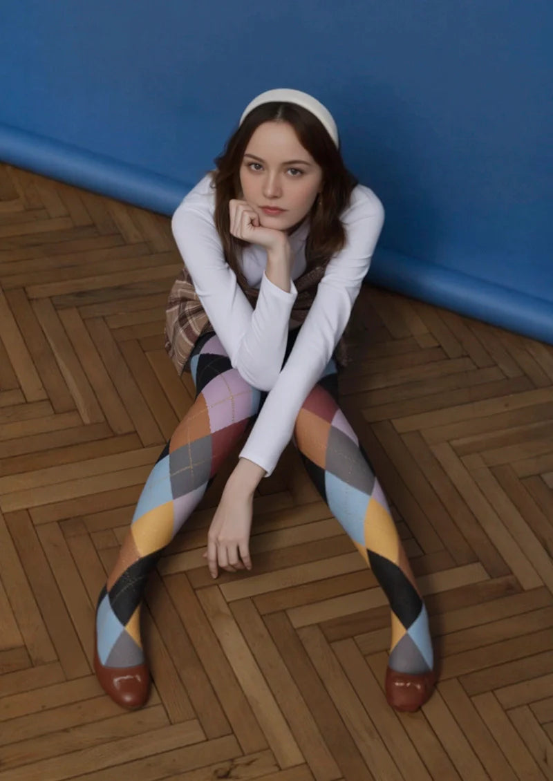 Shape Color Cubes Tights Hosiery Pantyhose