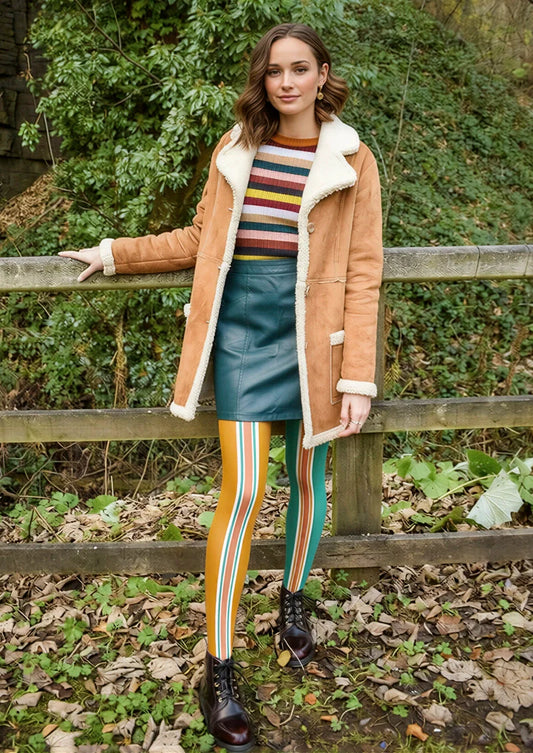 Orange-green stripes Tights Hosiery Pantyhose