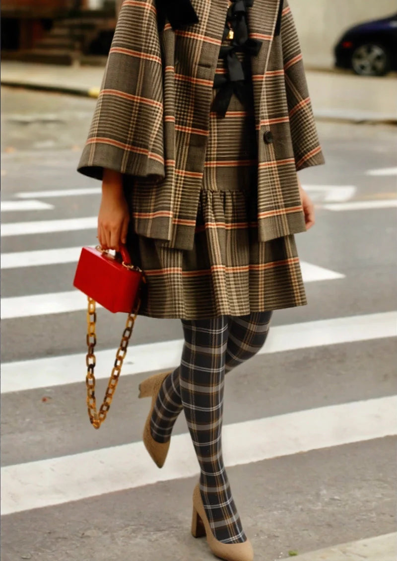 Black-brown stripes Checked Tights Hosiery Pantyhose