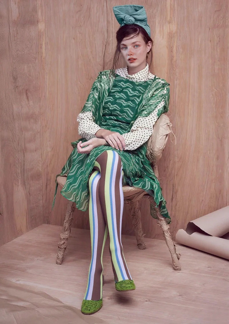 Fashion Printed Tights Personality Pantyhose/Tights [Greenish Stripe]