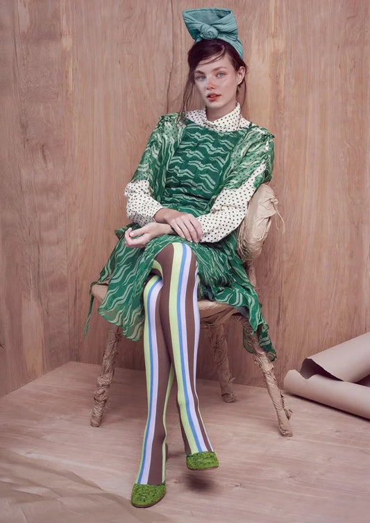 Fashion Printed Tights Personality Pantyhose/Tights [Greenish Stripe]