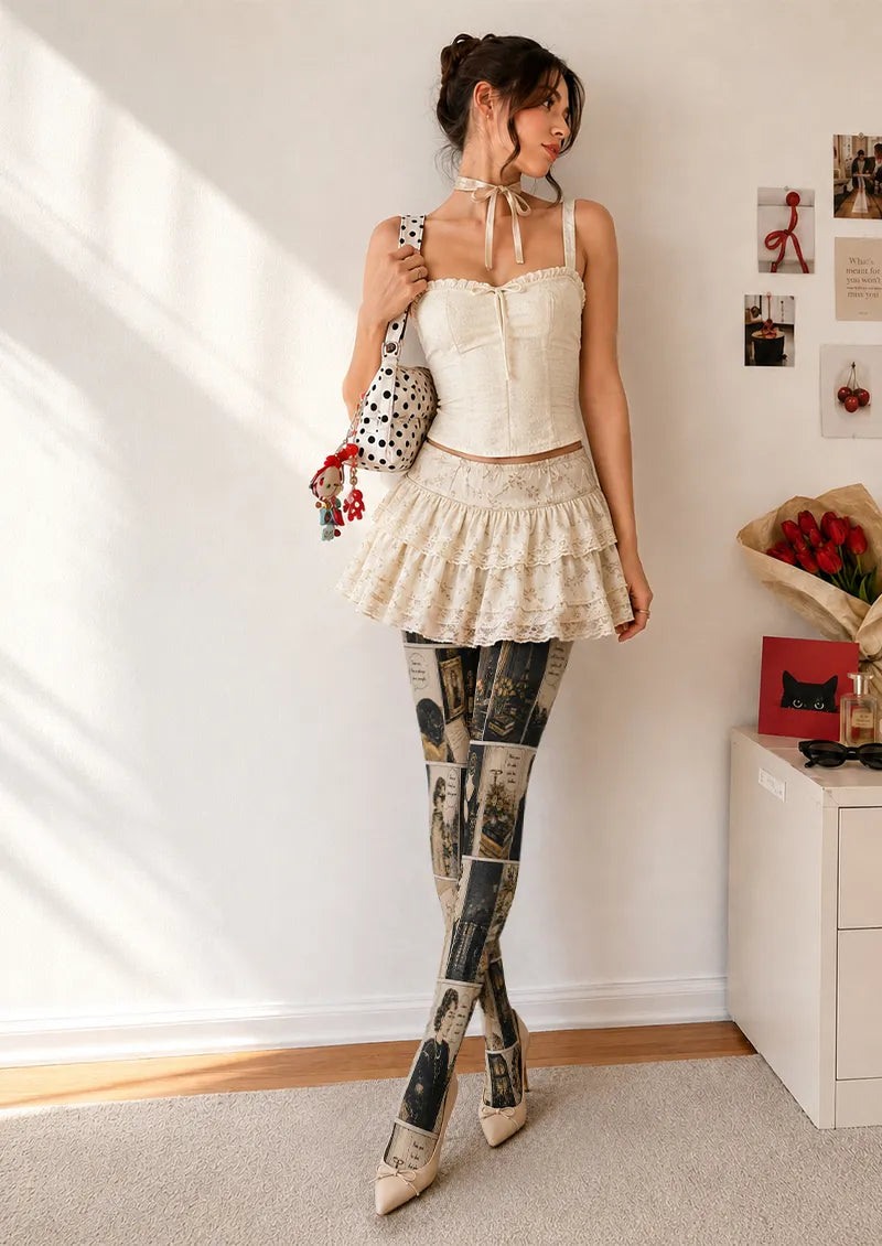 Black Fashion Comic Collage Tights