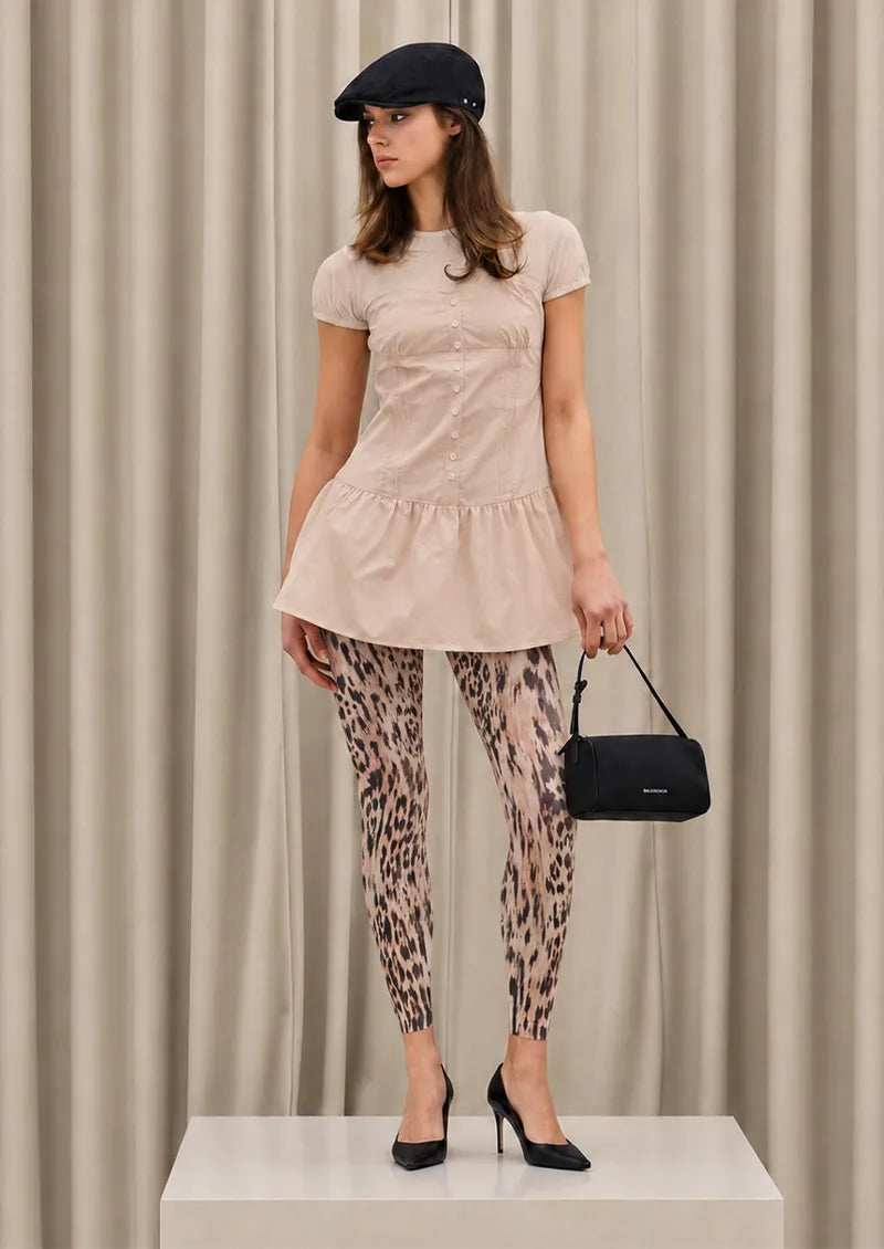 Soft Leopard Animal Print Footless Tights Hosiery Leggings