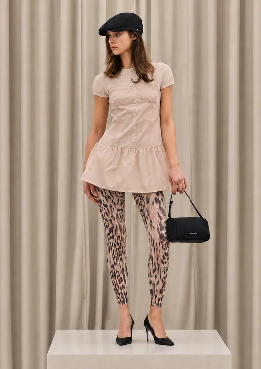 Soft Leopard Animal Print Footless Tights Hosiery Leggings
