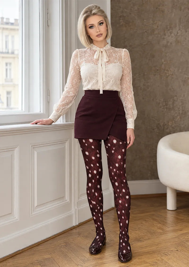 Burgundy Fawn Spot Tights
