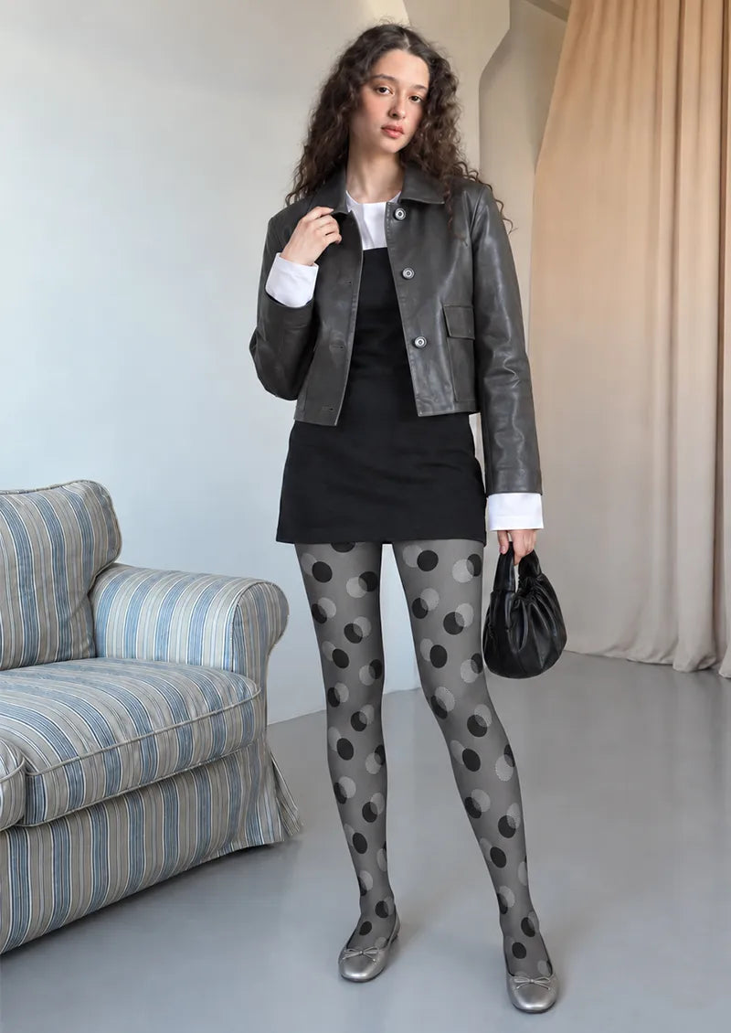 Gray Layered Polka Dot Tights