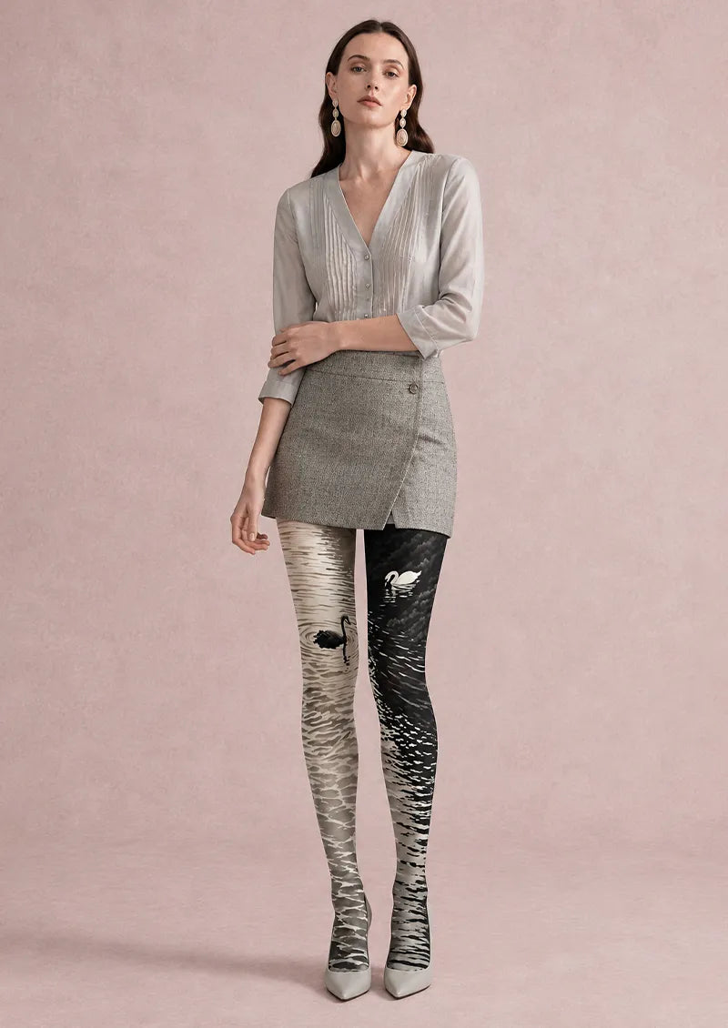 Black and White Swan Tights