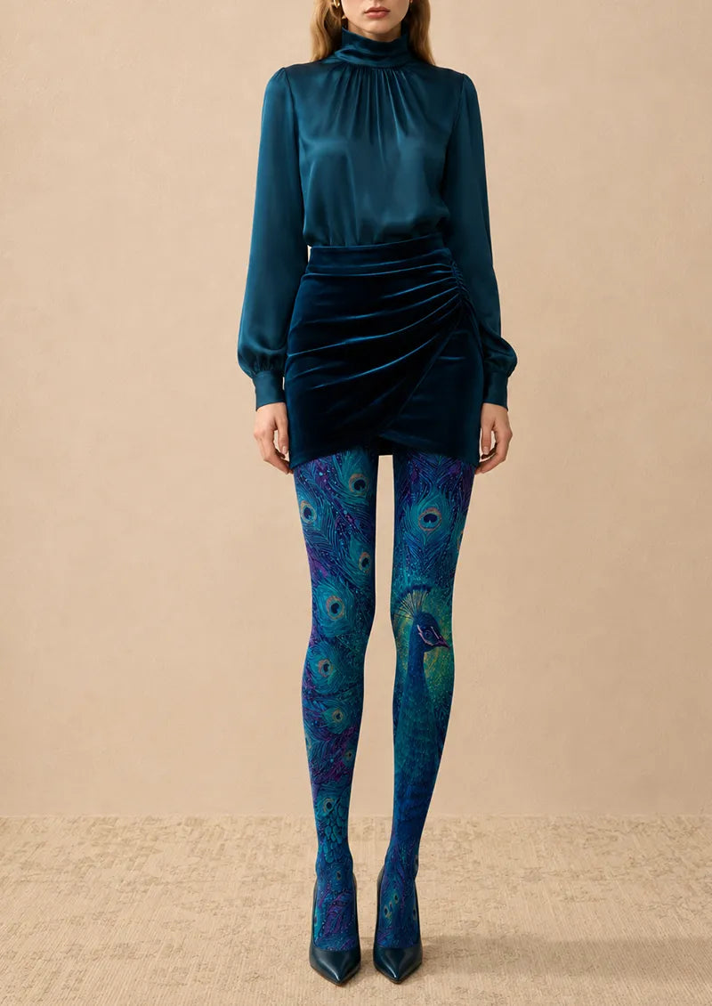 Blue Peacock Tights