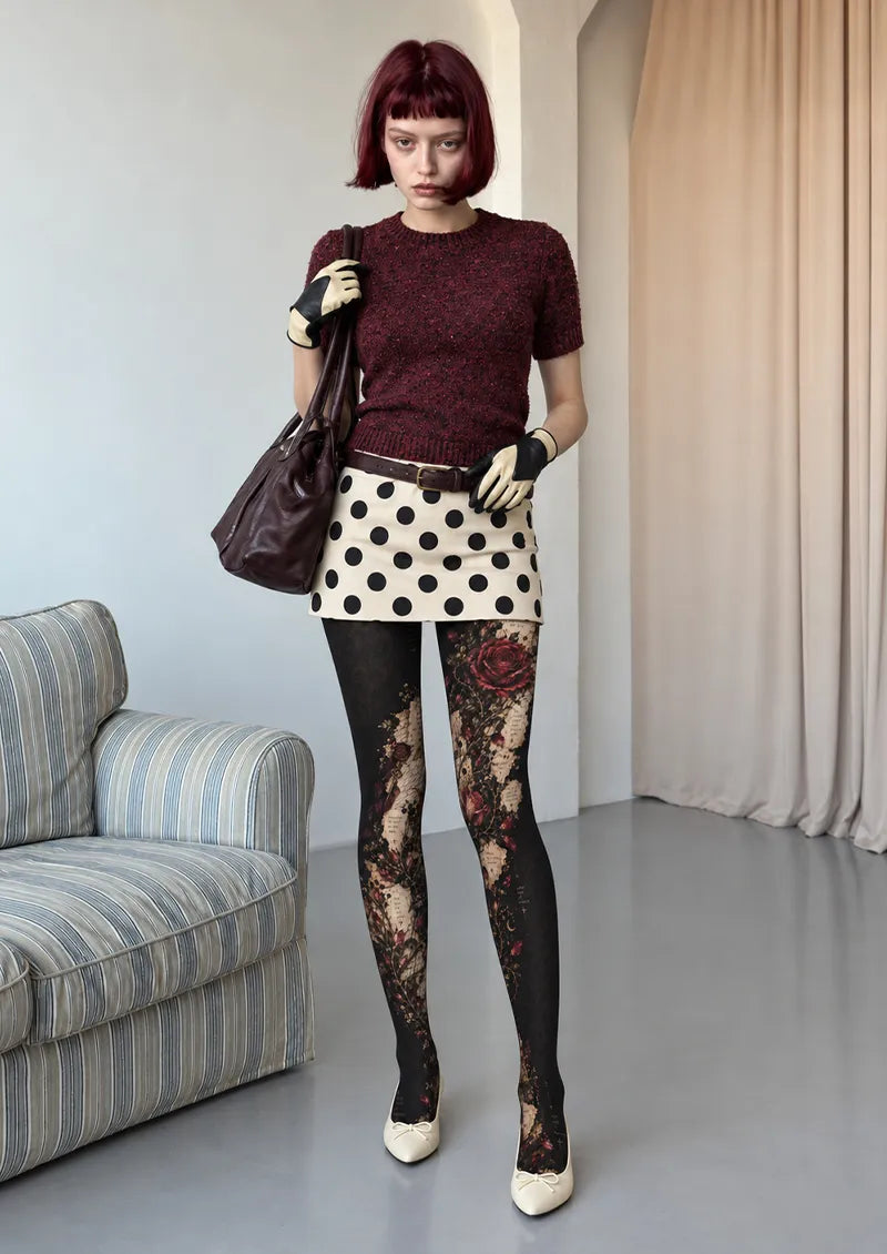 Black Rose Collage Tights
